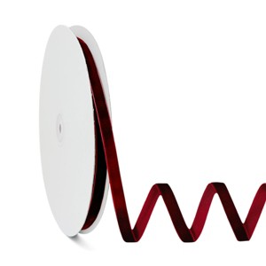 Wrapables 3/8 Inch Velvet Ribbon for Gift Wrapping, Wedding Decorations, Hair Bows, Crafting (25 Yards), Burgundy - 1 of 4