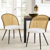 Bekrvio Mid-Century Modern Rattan Dining Chairs Set of 2/4,PU leather/Boucle Upholstered Kitchen Chairs with Cane Back and Metal Leqs for Dining Room - 3 of 4