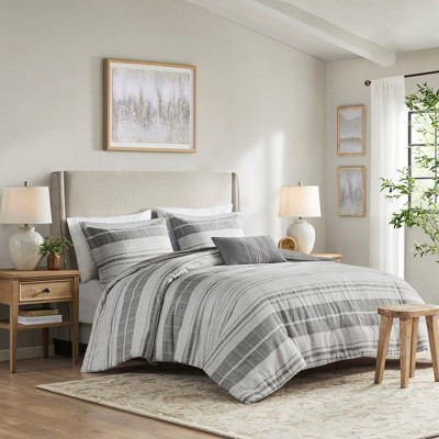 Gray Full Microfiber 4-Piece Comforter Set with Throw Pillow