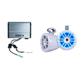 Memphis Audio MXA82TW White 8" Tower Speakers Including Clamps and MM500.4V Marine Amplifier Bundle - 1 of 4