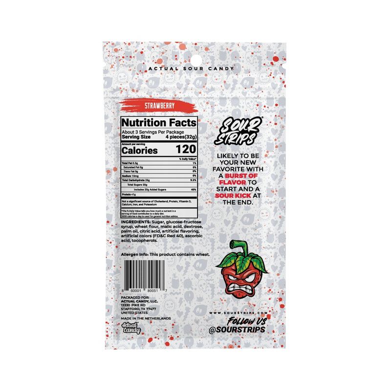 Strawberry Sour Strips Candy - 3.4oz, 2 of 8
