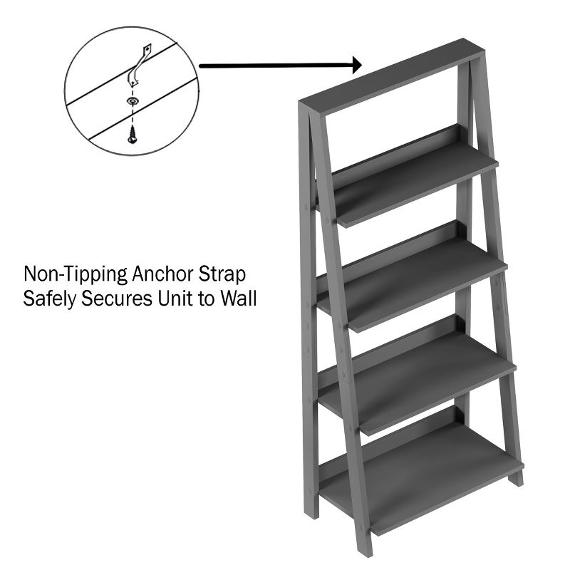 Lavish Home 4-Tier Leaning Ladder Bookshelf - Freestanding Shelved Bookcase, 3 of 9