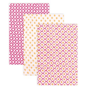 Hudson Baby Infant Girl Cotton Muslin Swaddle Blankets, Pink Dots, One Size - 1 of 3