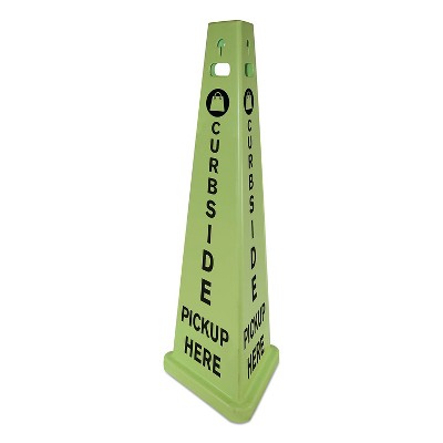 Impact TriVu 3-Sided Curbside Pickup Here Sign Fluorescent Green 14.75 x 12.7 x 40 Plastic 9140PU