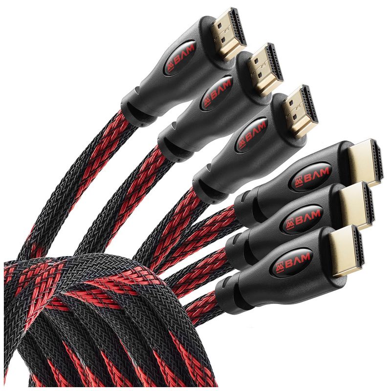 BAM High Speed 4K HDMI Cables - Pack of 3, 1 of 8
