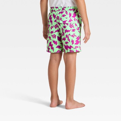 Cat & Jack Boys' Thunder Bolt Trunk Swim Shorts - Cat & Jack™ Vibrant Green/Purple S — фото 2