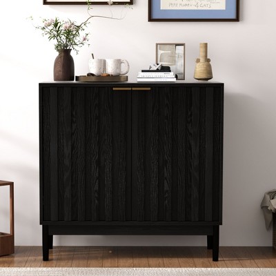 Fluted Storage Cabinet , Buffet Cabinet Sideborad with Door, Kitchen Buffet Storage Accent Cabinet with Adjustable Shelves