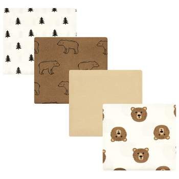 Hudson Baby Cotton Flannel Receiving Blankets, Brown Bear, One Size