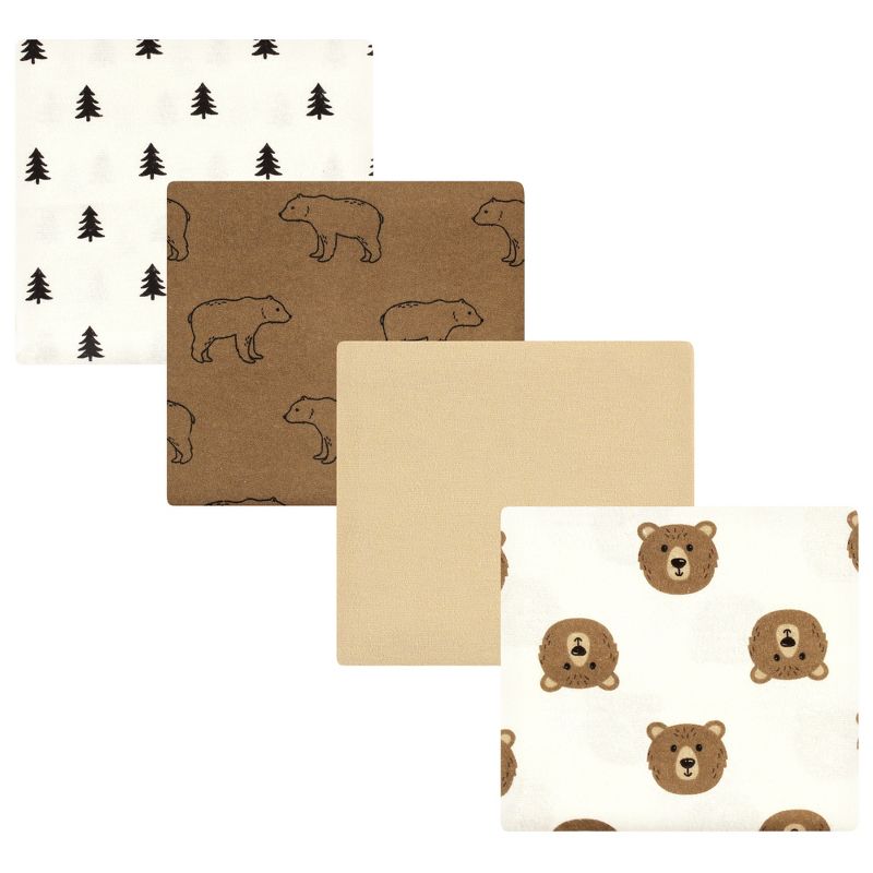Hudson Baby Cotton Flannel Receiving Blankets, Brown Bear, One Size, 1 of 7