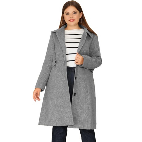 Agnes Orinda Women's Plus Size Winter Outfits Utility Belted Fashion  Overcoats Grey 1x : Target