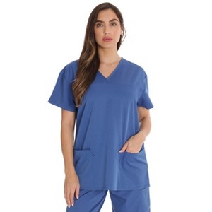 Just Love Solid Stretch Scrub Top for Women Mock Wrap Nursing Shirt. - 1 of 3