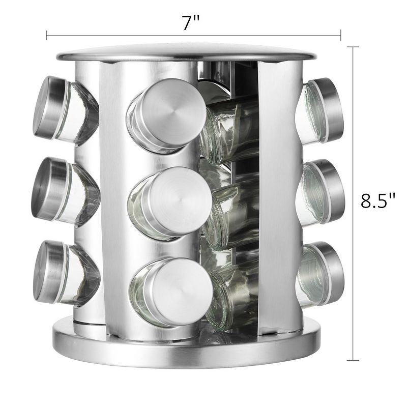Cheer Collection Stainless Steel Countertop Revolving Spice Jar Organizer, 5 of 8