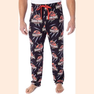 Seven Times Six Jurassic Park Men's Allover Pattern Sleep Lounge Pajama Pants Black - 1 of 4