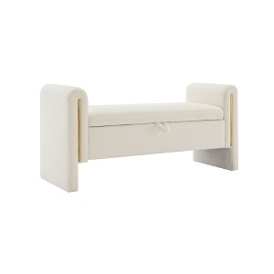 NicBex Modern 52.3" Storage Bench Wood Accent Stools with Armrests for Bedroom and Entryway - 1 of 4
