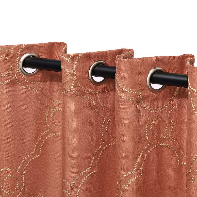 Embroidered Moroccan Trellis Semi-Sheer Grommet Curtain Panel Set by Blue Nile Mills, 2 of 5
