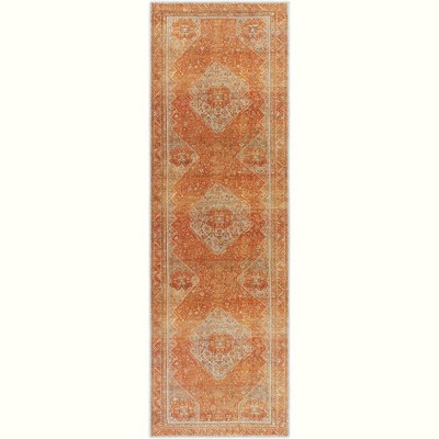 Mark & Day Kontea 2'7"x7'10" Runner Washable Woven Indoor Area Rugs Burnt Orange: Stain-Resistant, Traditional Flat Pile