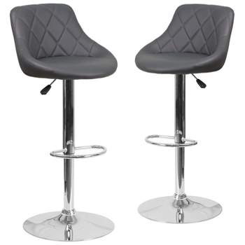 Emma And Oliver 2 Pack Contemporary Cozy Mid-back White Vinyl Adjustable  Height Barstool : Target