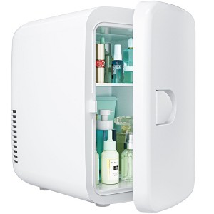 EUHOMY Mini Fridge, 4L/6 Cans, Portable Cooler & Warmer for Skincare,White - 1 of 4