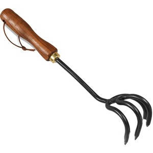 Itopfox Hand Cultivator Rake with Walnut Handle, 4 Durable Tines for Weeding, Digging, Cultivating, Loosening Soil, Aerating, Transplanting in Garden - 1 of 4