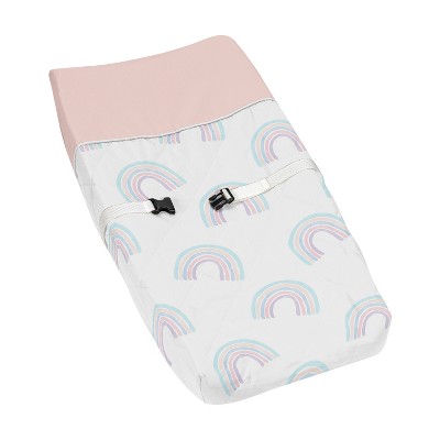 Sweet Jojo Designs Girl Changing Pad Cover Rainbow Pink and Blue