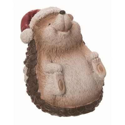 Transpac Resin Brown Christmas Chunky Hedgehog Figurine