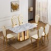 Modern 70'' Faux Marble Dining Table with Stainless Steel Base, Large Rectangular High Gloss Table for Kitchen or Dining Room – The Pop Home - 3 of 4