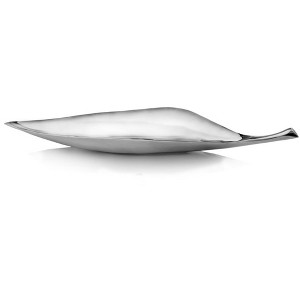 HomeRoots 36" Silver Aluminum Leaf Shaped Centerpiece Bowl - 1 of 4