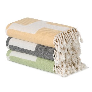 Olive & Linen Geometric Turkish Towel - 1 of 4