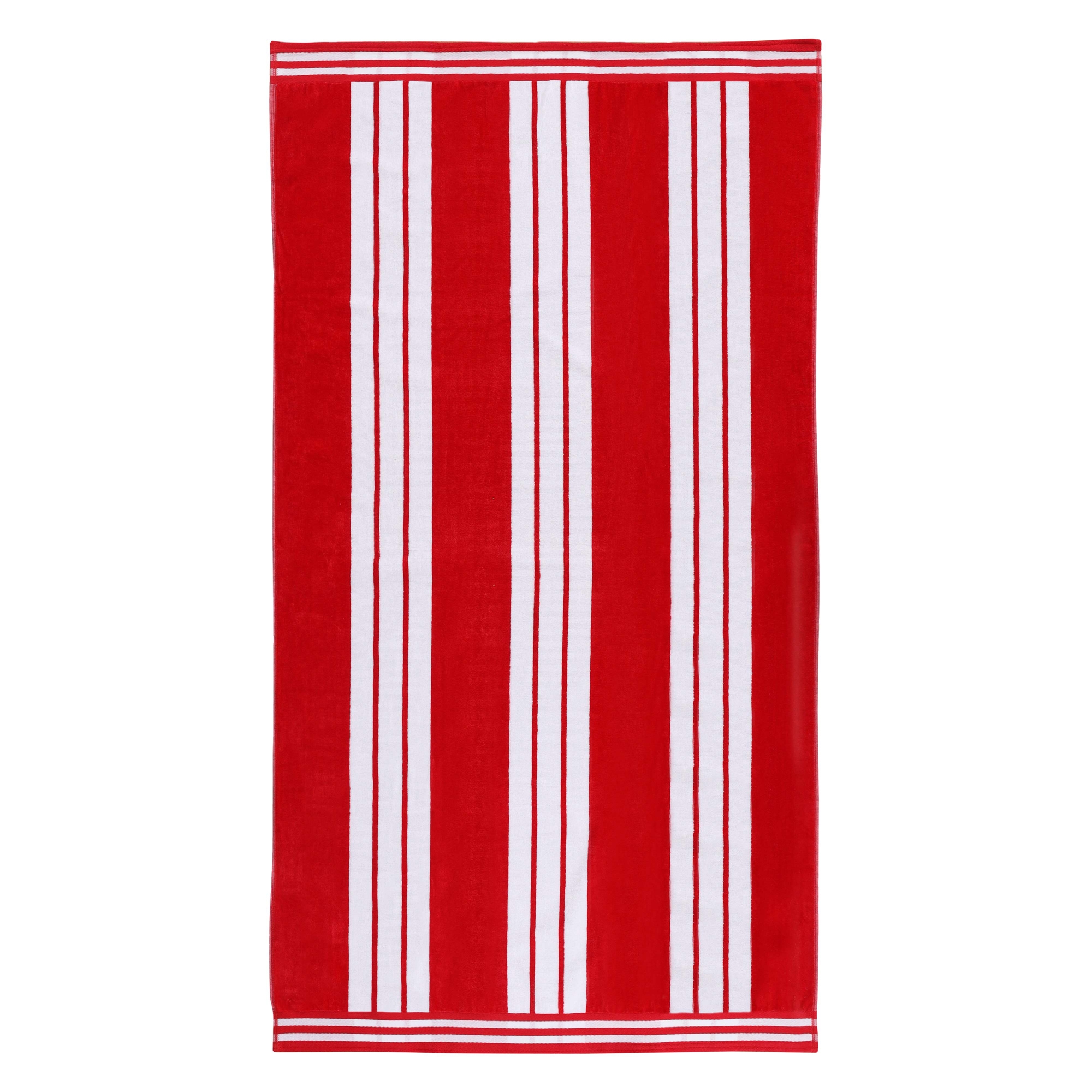 Striped Oversized Absorbant Extra Large Cotton Beach Towel, 1 Piece, Red - Blue Nile Mills