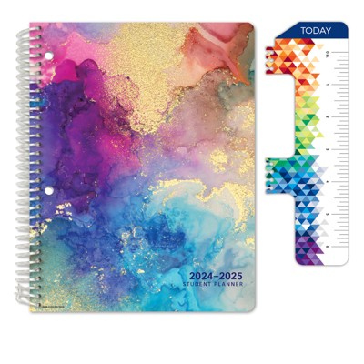 Global Datebooks Secondary Student Planner AY 2024-2025 - Matrix Style - 7"x9" (Rainbow Gold Marble)