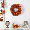 Nearly Natural 24” Autumn Maple Leaves, Pumpkin, Pinecone and Berries Artificial Fall Wreath - 3 of 3