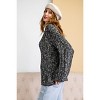 Slickblue Slouchy Fit Knit Sweater for Women, Ribbed Trim, Drop Shoulder, Two-Tone Texture, Black, Size S-L - 3 of 4