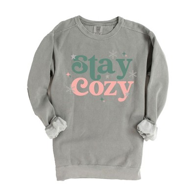 Simply Sage Market Women's  Garment Dyed Graphic Sweatshirt Stay Cozy Snowflake