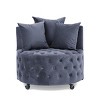 SEVOBAL Sofas Velvet Upholstered Swivel Chair with Button Tufting and Movable Wheels for Living Room Bedroom, Gray, 30.5"*30.5"*14.75" - 3 of 4