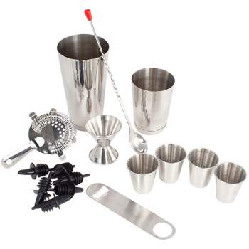 Lexi Home 16-Piece Stainless Steel Cocktail Essential Barware Set
