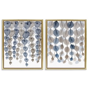Stupell Industries Falling Vines Neutral Leaves 2pc Floating Frame Art Set - 1 of 4