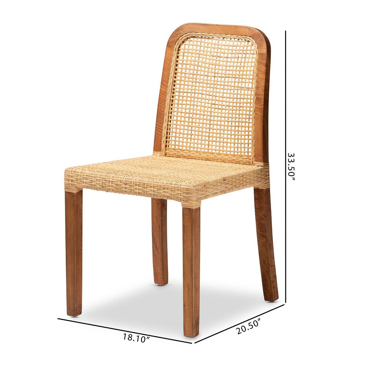 2pc CaspiaWood and Rattan Dining Chair Set Natural/Walnut - bali & pari: Solid Mango, Indonesian Craftsmanship - thumbnail 9
