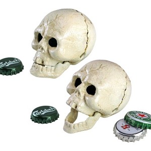 Pop Your Top Skeleton Skull Cast Iron Bottle Opener: Set of Two - 1 of 2