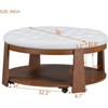 ALEXOUN Modern Large Round Ottoman Coffee Table with 2-Tier Storage & Wheels & Waterproof Linen Upholstered for Living Room,Bedroom - 3 of 4