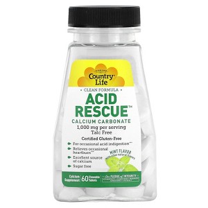 Country Life Acid Rescue, Calcium Carbonate, Mint, 1,000 mg, 60 Chewable Tablets (500 mg per Tablet) - 1 of 2