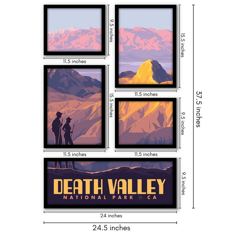 Americanflat Death Valley National Park Hiking 5 Piece Grid Wall Art Room Decor Set - Landscape Vintage Modern Home Decor Wall Prints, 3 of 6