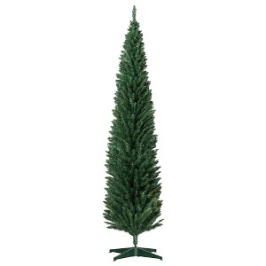 8ft Unlit Pencil Artificial Christmas Tree with Realistic Branches and 618 Tips, Plastic Base - 1 of 4