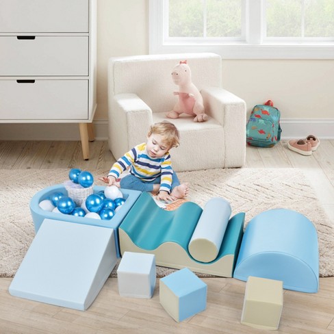 8 in 1 Soft Climb and Crawl Foam Playset, Lightweight Safe Soft Foam Nugget Block for Toddlers, Blue 4L - ModernLuxe - image 1 of 4