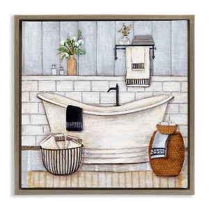 Stupell Industries Bathroom Farmhouse Style Tub, 18" x 18" - 1 of 4