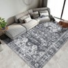 Boho Vintage Floral Machine Washable Area Rug Distressed Non Slip Stain Resistant Rugs for Living Room Bedroom Kitchen Dining Room Entrance - 4 of 4