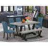 6-Piece Rectangle Natural Oak Finish Solid Wood Top Dining Table with 1-Bench, 4-Chairs with - 2 of 4