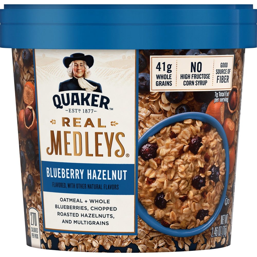 UPC 030000314210 product image for Quaker Real Medleys Blueberry Hazelnut Oatmeal Cup 2.64 oz | upcitemdb.com