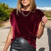 Amaryllis Women's Gathered Up Sleeve Velvet Blouse with Round Neckline Gathered Shoulder Detail Relaxed Fit Soft Fabric - 4 of 4