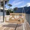 Outsunny 2 Person Porch Swing, Patio Swing, Outdoor Swing Bench with Pine Wood Frame and Hanging Chains for Garden and Yard, Natural - 2 of 4