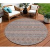 Orange Copper And Gray Floral Medallion Washable Indoor Outdoor Area Rug - 2 of 4